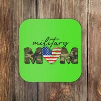 Cute Camouflage Military Mom American Flag Heart Coaster