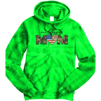 Cute Camouflage Military Mom American Flag Heart Tie Dye Hoodie