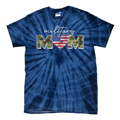 Cute Camouflage Military Mom American Flag Heart Tie-Dye T-Shirt