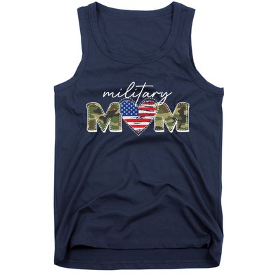 Cute Camouflage Military Mom American Flag Heart Tank Top