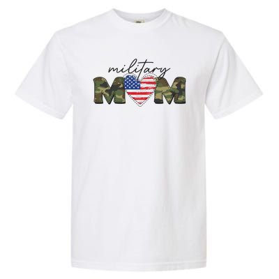 Cute Camouflage Military Mom American Flag Heart Garment-Dyed Heavyweight T-Shirt