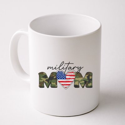 Cute Camouflage Military Mom American Flag Heart Coffee Mug