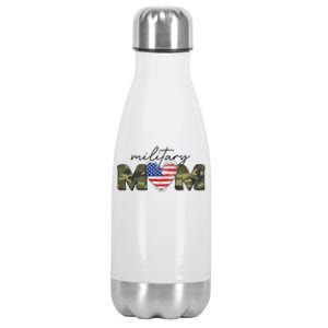 Cute Camouflage Military Mom American Flag Heart Stainless Steel Insulated Water Bottle