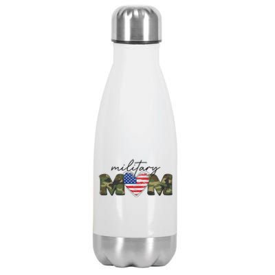 Cute Camouflage Military Mom American Flag Heart Stainless Steel Insulated Water Bottle