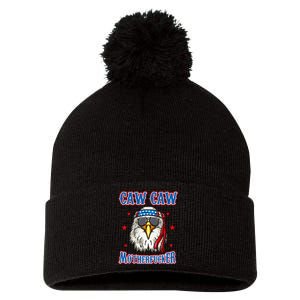 Caw Caw Motherfucker! Funny 4th Of July Patriotic Eagle Pom Pom 12in Knit Beanie