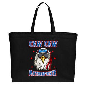 Caw Caw Motherfucker! Funny 4th Of July Patriotic Eagle Cotton Canvas Jumbo Tote