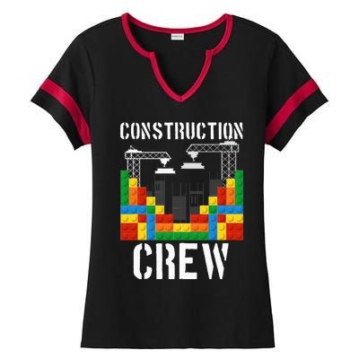 Construction Crew Master Builder Bricklayer Building Blocks Ladies Halftime Notch Neck Tee