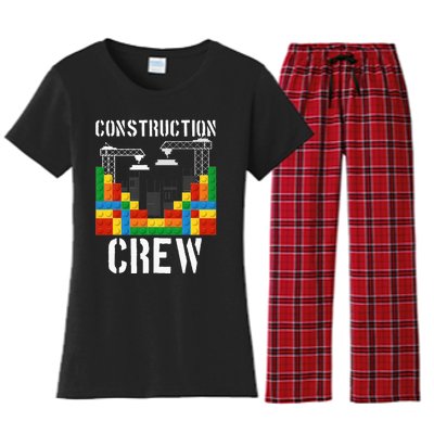 Construction Crew Master Builder Bricklayer Building Blocks Women's Flannel Pajama Set