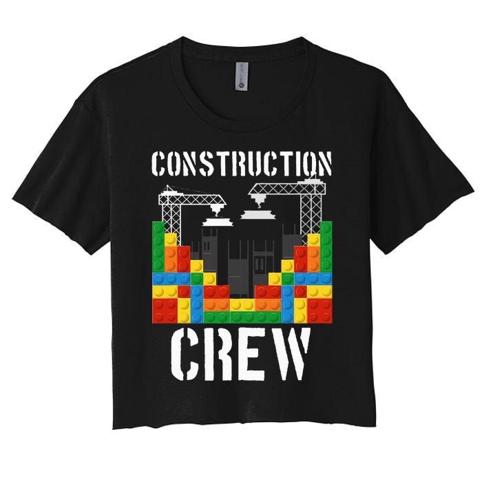 Construction Crew Master Builder Bricklayer Building Blocks Women's Crop Top Tee