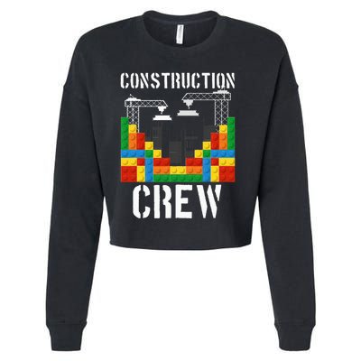 Construction Crew Master Builder Bricklayer Building Blocks Cropped Pullover Crew