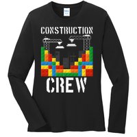 Construction Crew Master Builder Bricklayer Building Blocks Ladies Long Sleeve Shirt