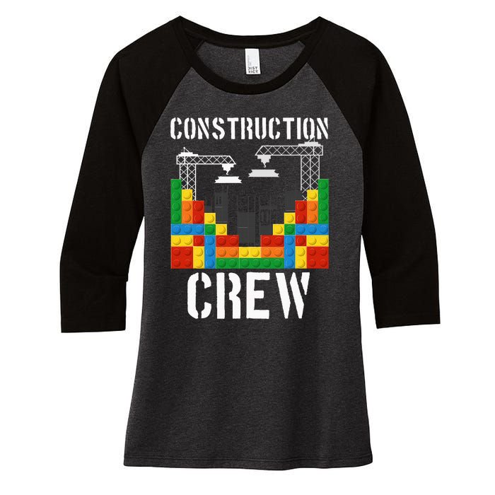 Construction Crew Master Builder Bricklayer Building Blocks Women's Tri-Blend 3/4-Sleeve Raglan Shirt