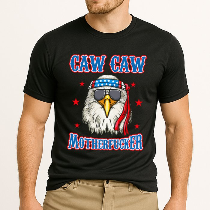 Caw Caw Motherfucker! Funny 4th Of July Patriotic Cooling Performance Crew T-Shirt