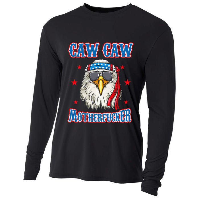 Caw Caw Motherfucker! Funny 4th Of July Patriotic Cooling Performance Long Sleeve Crew