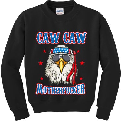 Caw Caw Motherfucker! Funny 4th Of July Patriotic Kids Sweatshirt