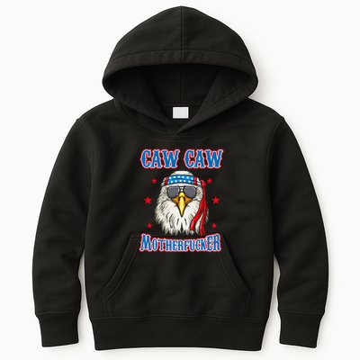 Caw Caw Motherfucker! Funny 4th Of July Patriotic Kids Hoodie
