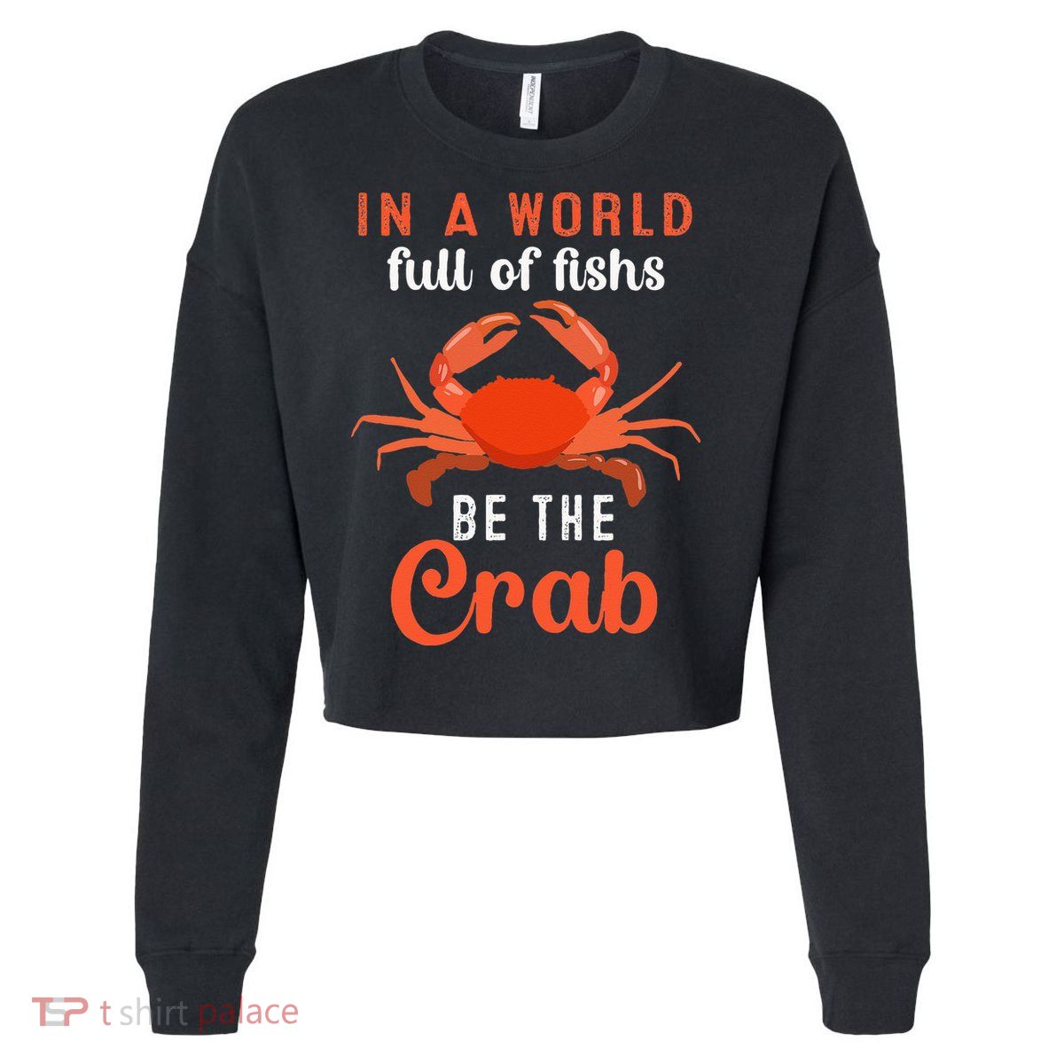 Crab Cancer Maryland Baltimore Crayfish Crabs Lobster Cropped Pullover Crew