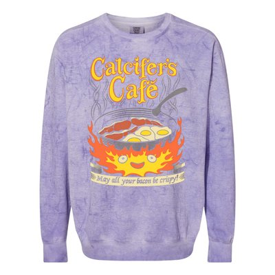 Calcifer's Cafe May All Your Bacon And Eggs Be Crispy Cooking Gift Colorblast Crewneck Sweatshirt