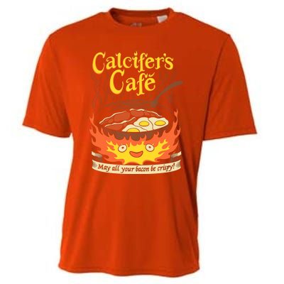 Calcifer's Cafe May All Your Bacon And Eggs Be Crispy Cooking Gift Cooling Performance Crew T-Shirt