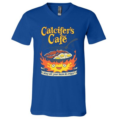 Calcifer's Cafe May All Your Bacon And Eggs Be Crispy Cooking Gift V-Neck T-Shirt