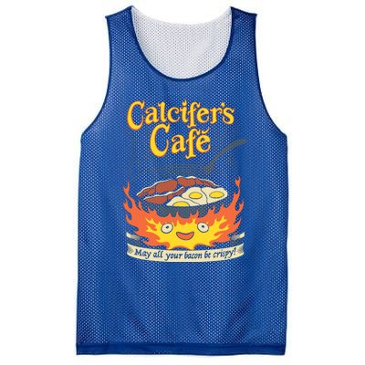 Calcifer's Cafe May All Your Bacon And Eggs Be Crispy Cooking Gift Mesh Reversible Basketball Jersey Tank