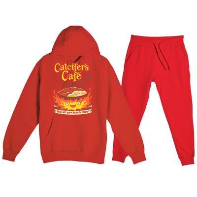 Calcifer's Cafe May All Your Bacon And Eggs Be Crispy Cooking Gift Premium Hooded Sweatsuit Set