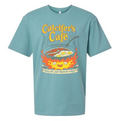 Calcifer's Cafe May All Your Bacon And Eggs Be Crispy Cooking Gift Sueded Cloud Jersey T-Shirt