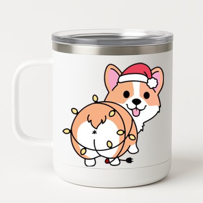 Christmas Corgi Mom Corgi Lover Xmas Light Animal Holiday Funny Gift 12 oz Stainless Steel Tumbler Cup