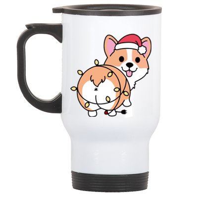 Christmas Corgi Mom Corgi Lover Xmas Light Animal Holiday Funny Gift Stainless Steel Travel Mug