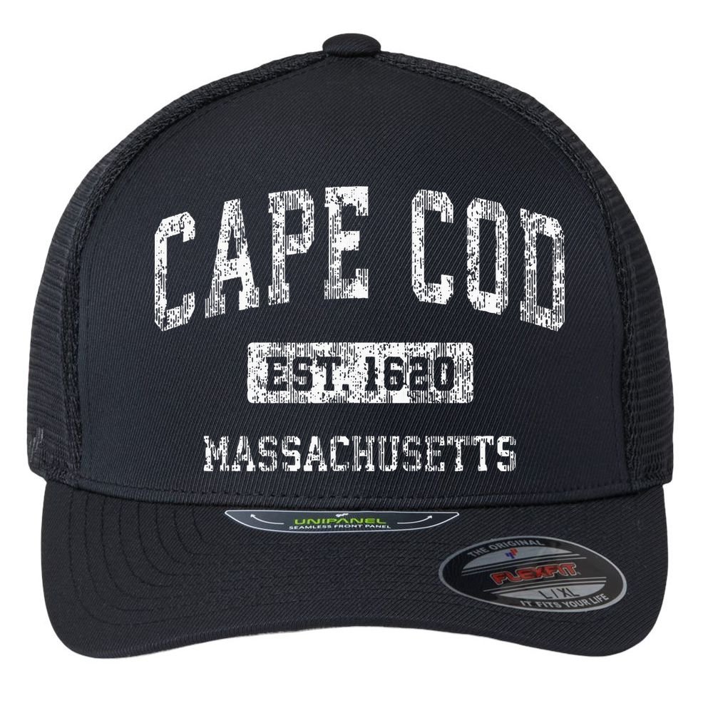 Cape Cod Massachusetts Ma Vintage Sports Established Flexfit Unipanel Trucker Cap