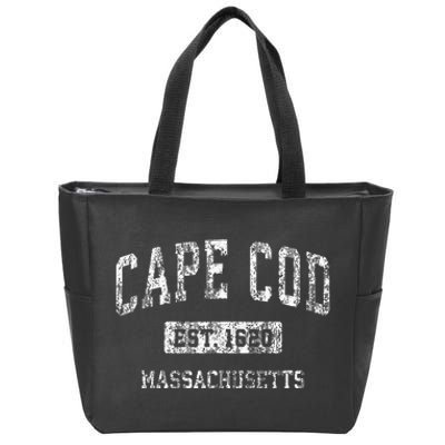 Cape Cod Massachusetts Ma Vintage Sports Established Zip Tote Bag