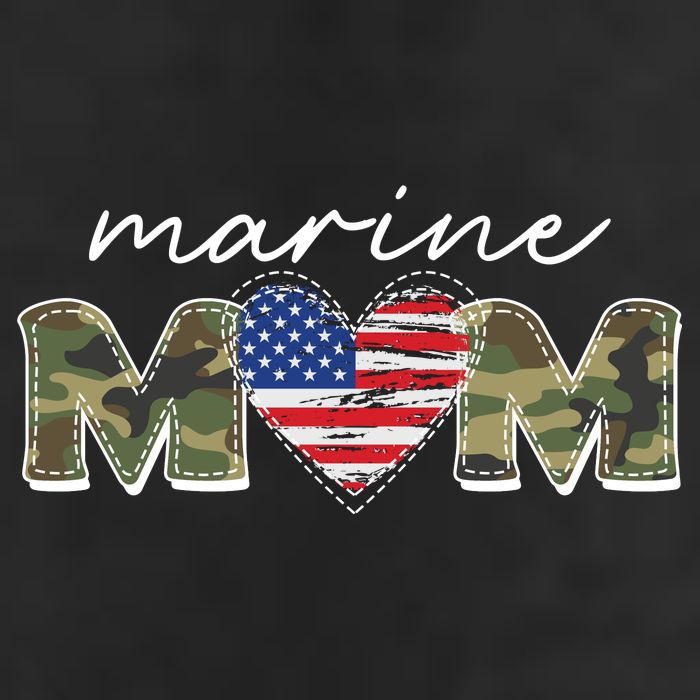 Cute Camouflage Marine Mom American Flag Heart 7 Panel Mesh Trucker Snapback Hat