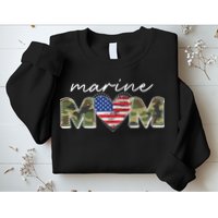 Cute Camouflage Marine Mom American Flag Heart Sweatshirt