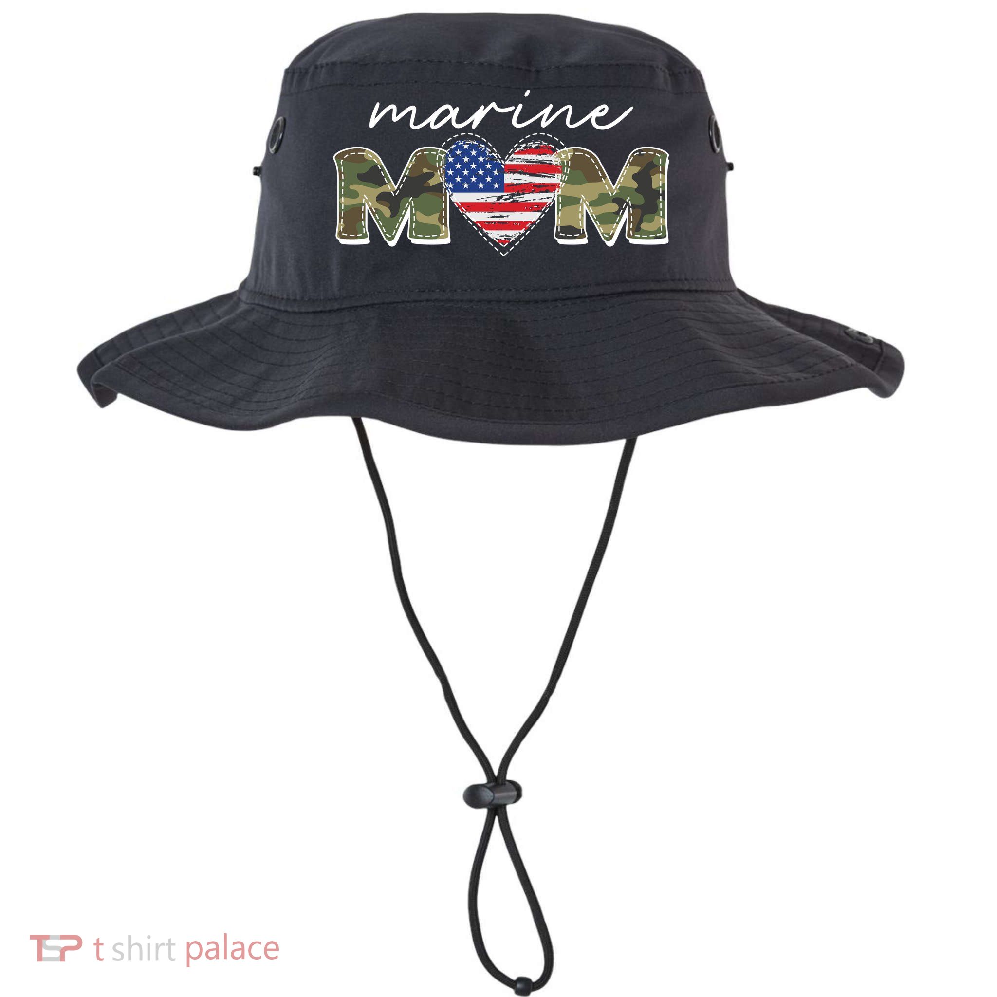 Cute Camouflage Marine Mom American Flag Heart Legacy Cool Fit Booney Bucket Hat