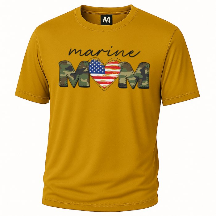 Cute Camouflage Marine Mom American Flag Heart Cooling Performance Crew T-Shirt