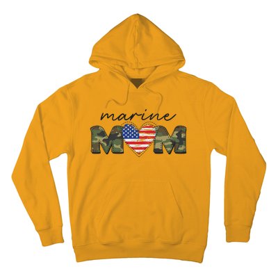 Cute Camouflage Marine Mom American Flag Heart Hoodie