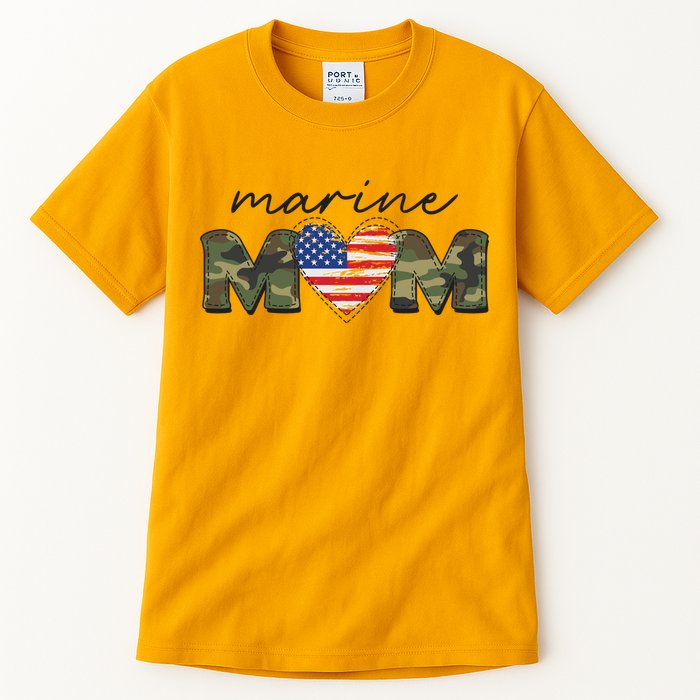 Cute Camouflage Marine Mom American Flag Heart Tall T-Shirt