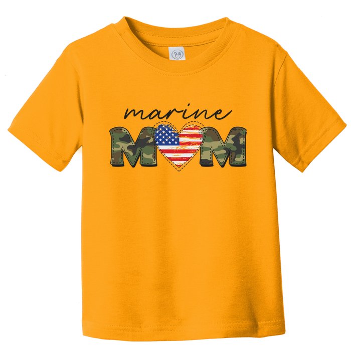 Cute Camouflage Marine Mom American Flag Heart Toddler T-Shirt