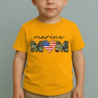 Cute Camouflage Marine Mom American Flag Heart Toddler T-Shirt