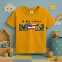 Cute Camouflage Marine Mom American Flag Heart Toddler T-Shirt