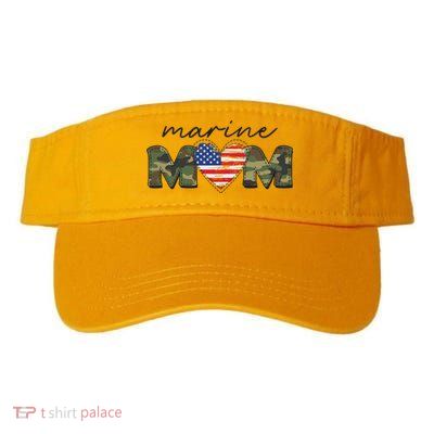 Cute Camouflage Marine Mom American Flag Heart Valucap Bio-Washed Visor