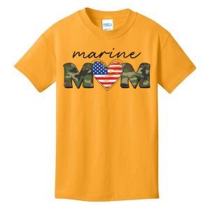 Cute Camouflage Marine Mom American Flag Heart Kids T-Shirt