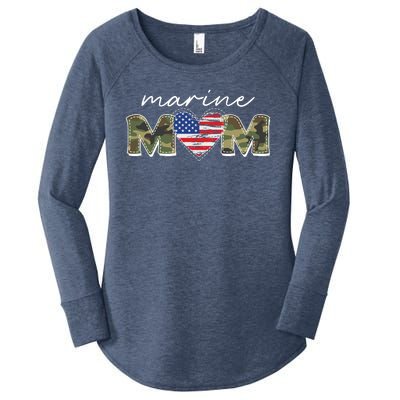 Cute Camouflage Marine Mom American Flag Heart Women's Perfect Tri Tunic Long Sleeve Shirt