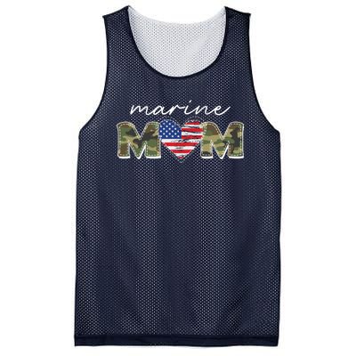 Cute Camouflage Marine Mom American Flag Heart Mesh Reversible Basketball Jersey Tank