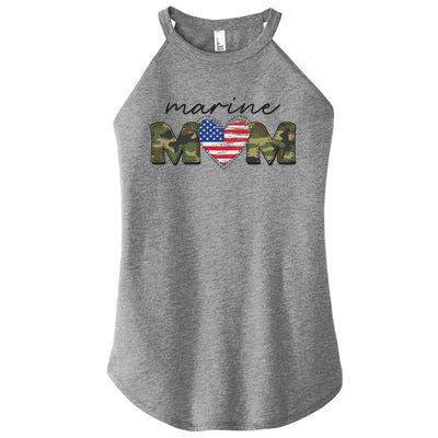 Cute Camouflage Marine Mom American Flag Heart Women's Perfect Tri Rocker Tank