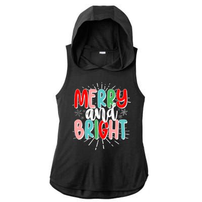 Cute Christmas Merry And Bright Ladies PosiCharge Tri-Blend Wicking Draft Hoodie Tank