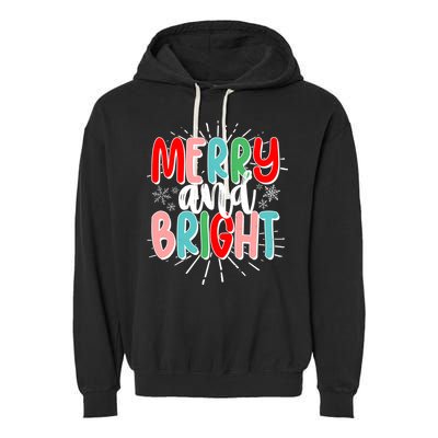 Cute Christmas Merry And Bright Garment-Dyed Fleece Hoodie