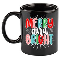 Cute Christmas Merry And Bright 11oz C Handle Ceramic Mug