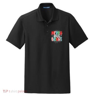 Cute Christmas Merry And Bright Dry Zone Grid Polo