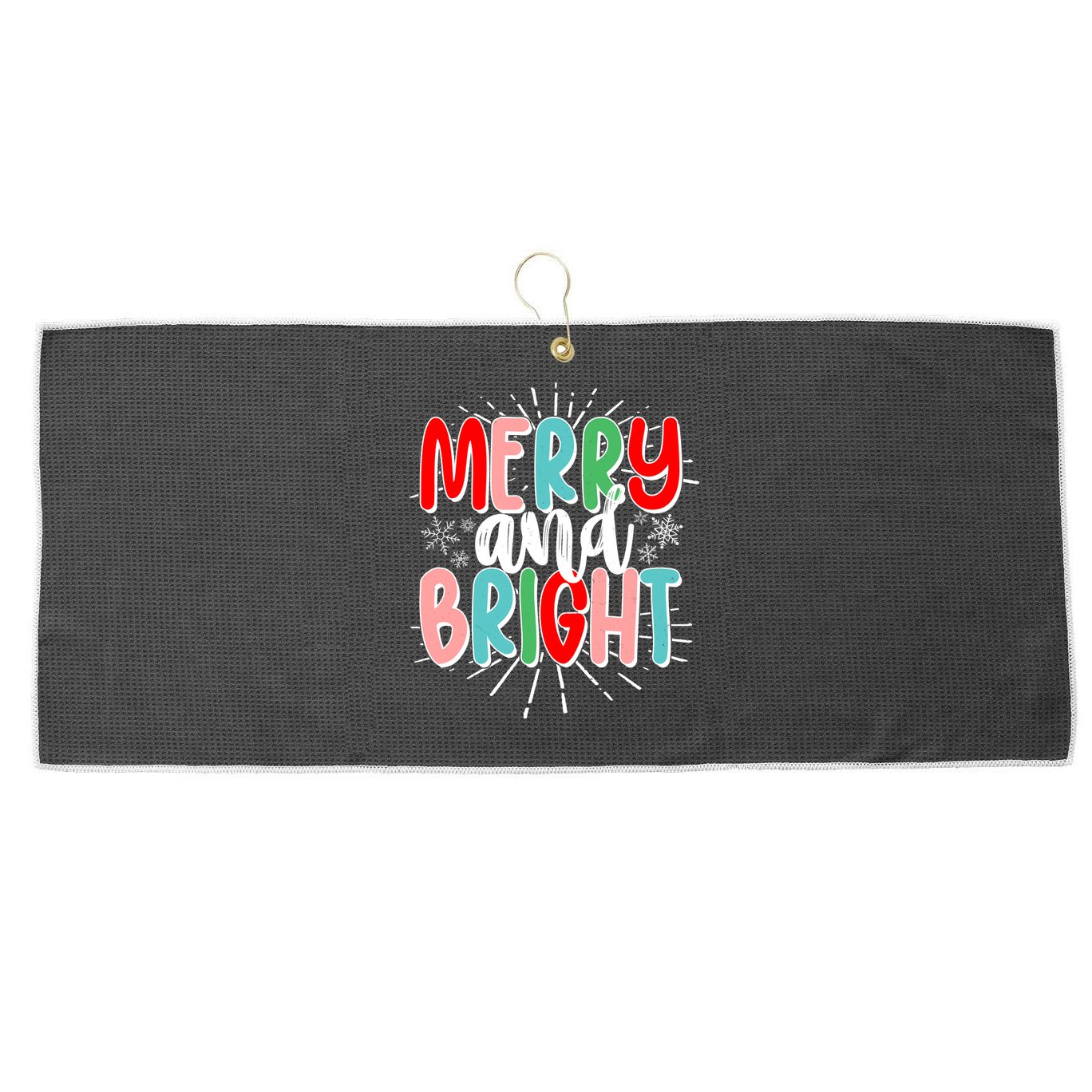 Cute Christmas Merry And Bright Large Microfiber Waffle Golf Towel